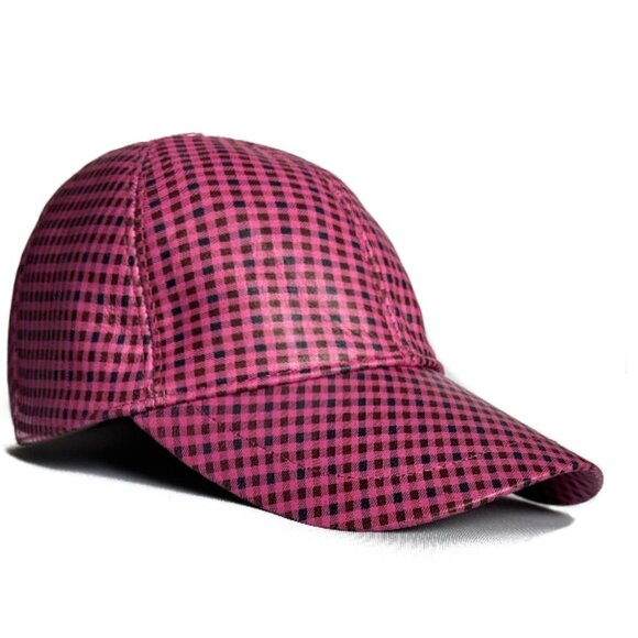 Pink Leather Baseball Cap |Genuine Lambskin Leather Hat Sports Visor Adjustab… - Picture 5 of 7